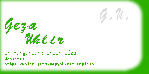 geza uhlir business card